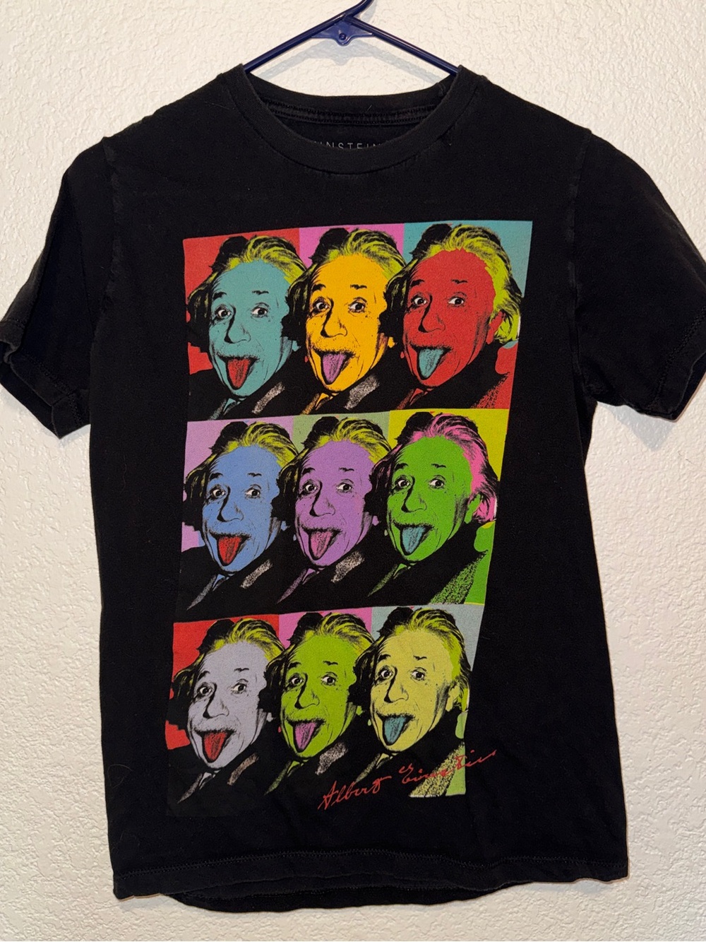 Black Graphic Einstein Pop-Art Short Sleeve T-Shirt
